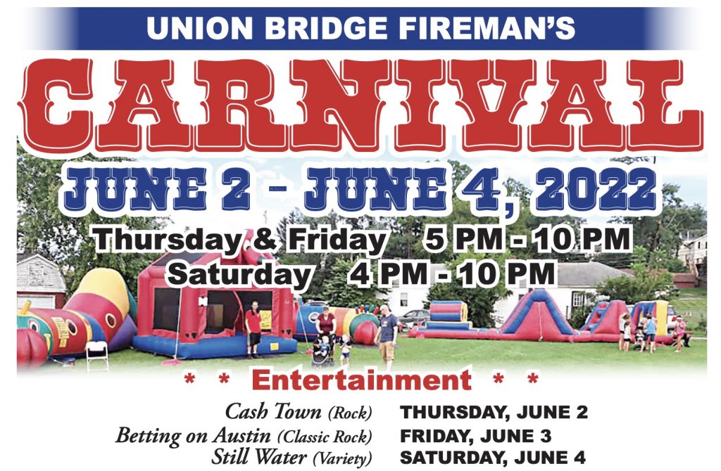 Union Bridge Fireman's Carnival begins on June 2nd Carroll County