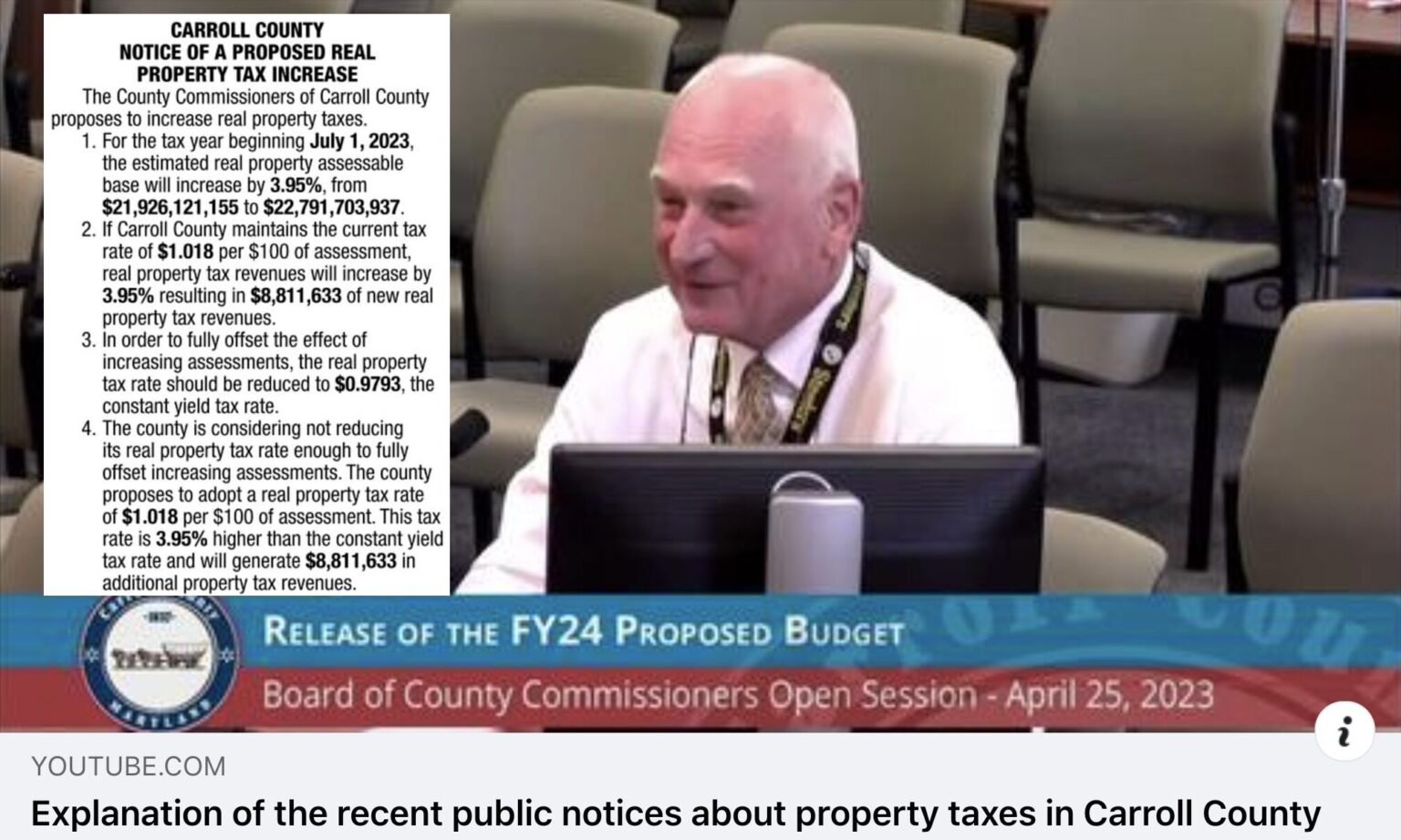 Explanation of the recent public notices about property taxes in